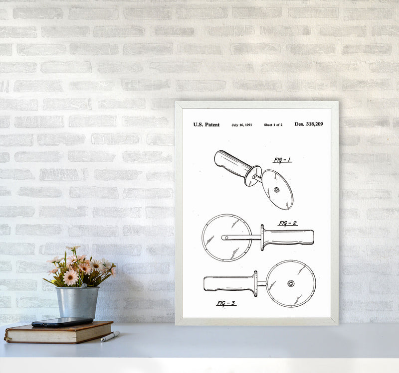 Pizza Cutter Patent Art Print by Jason Stanley A2 Oak Frame