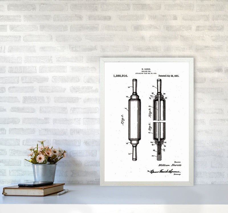 Rolling Pin Patent Art Print by Jason Stanley A2 Oak Frame