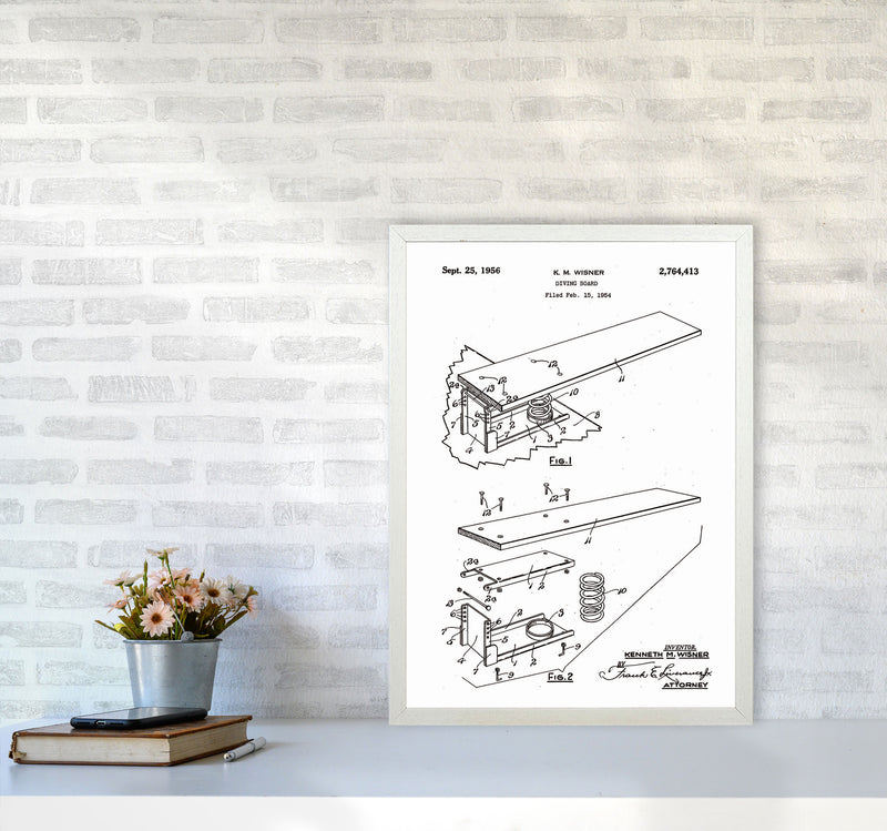 Diving Board Patent Art Print by Jason Stanley A2 Oak Frame