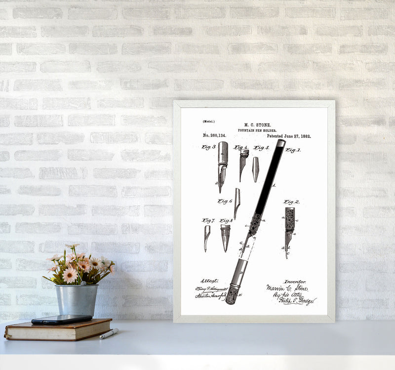 Fountain Pen Patent Art Print by Jason Stanley A2 Oak Frame