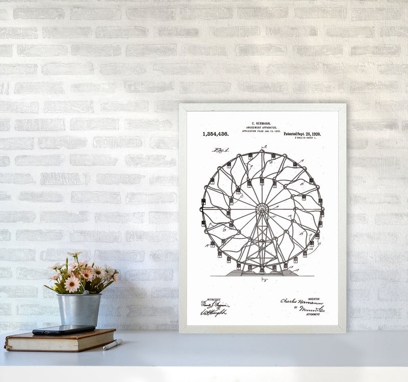 Ferris Wheel Patent Art Print by Jason Stanley A2 Oak Frame