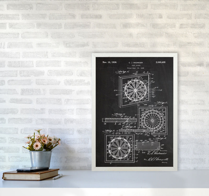 Dart Board Patent Art Print by Jason Stanley A2 Oak Frame