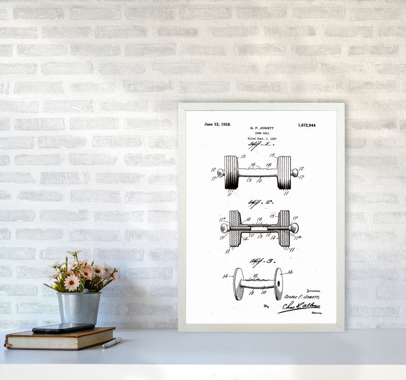 Dumb Bell Patent Art Print by Jason Stanley A2 Oak Frame