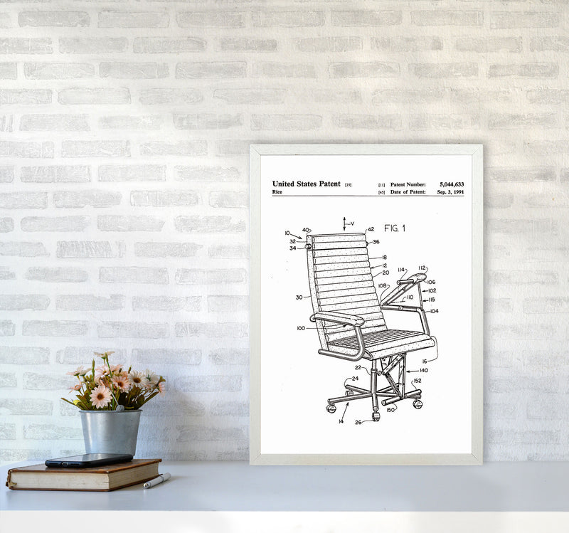 Desk Chair Patent Art Print by Jason Stanley A2 Oak Frame