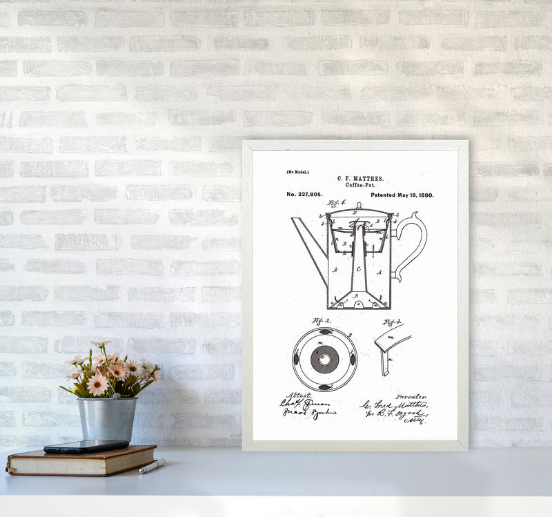 Coffee Pot Patent Art Print by Jason Stanley A2 Oak Frame