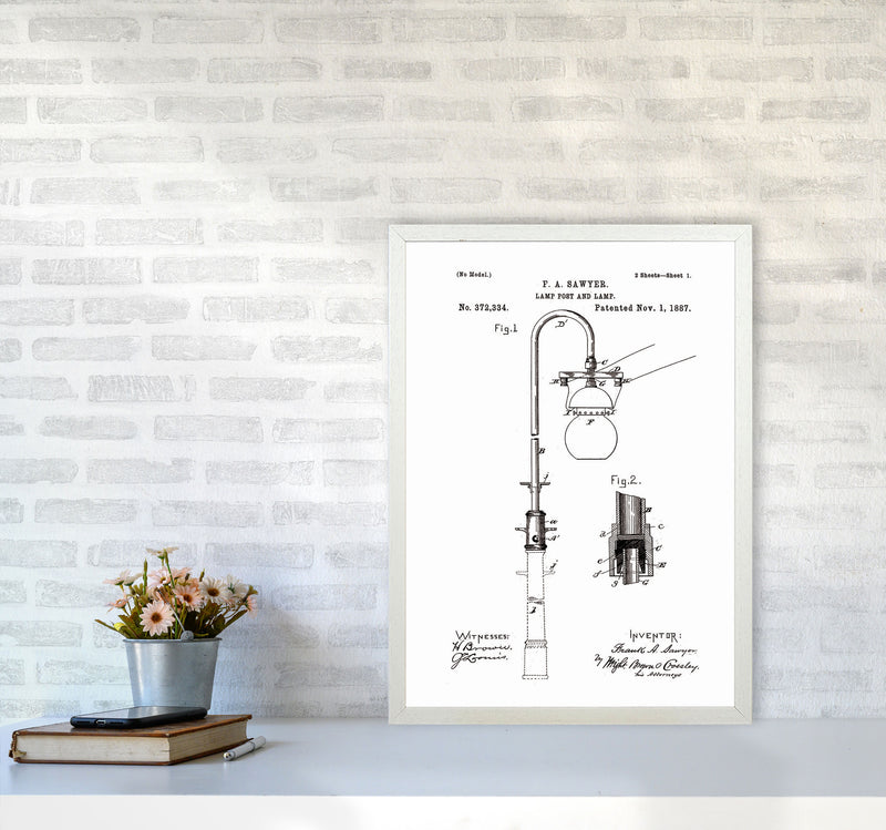 Lamp Post Patent Art Print by Jason Stanley A2 Oak Frame