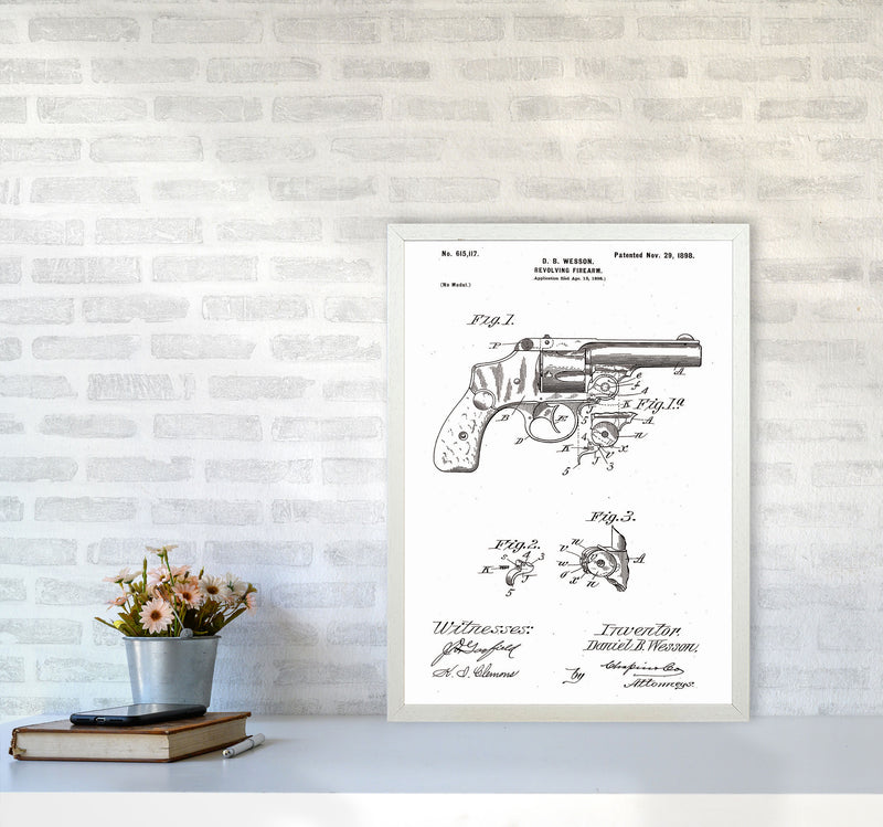 Revolver Patent Art Print by Jason Stanley A2 Oak Frame