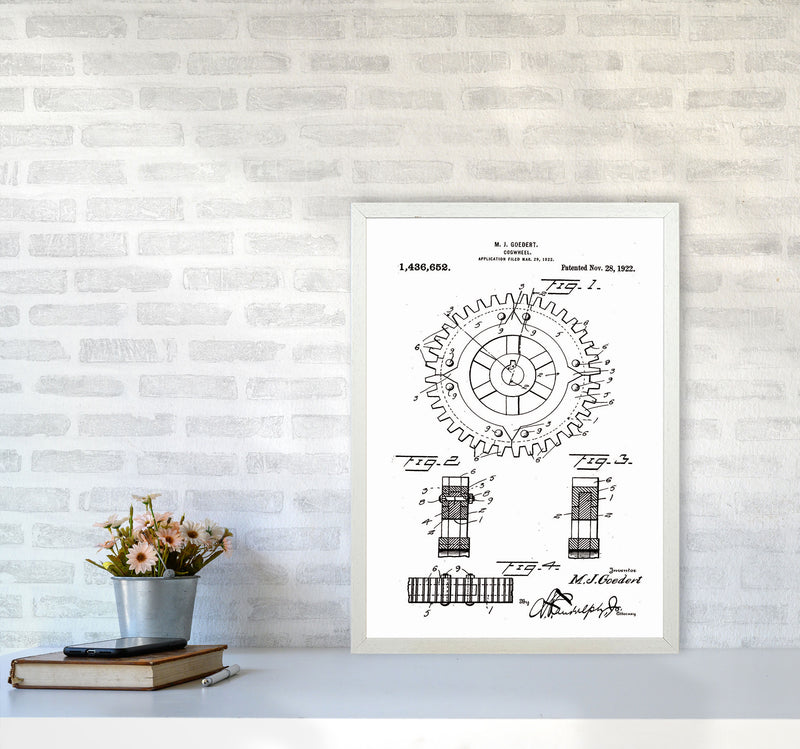 Cogwheel Patent Art Print by Jason Stanley A2 Oak Frame