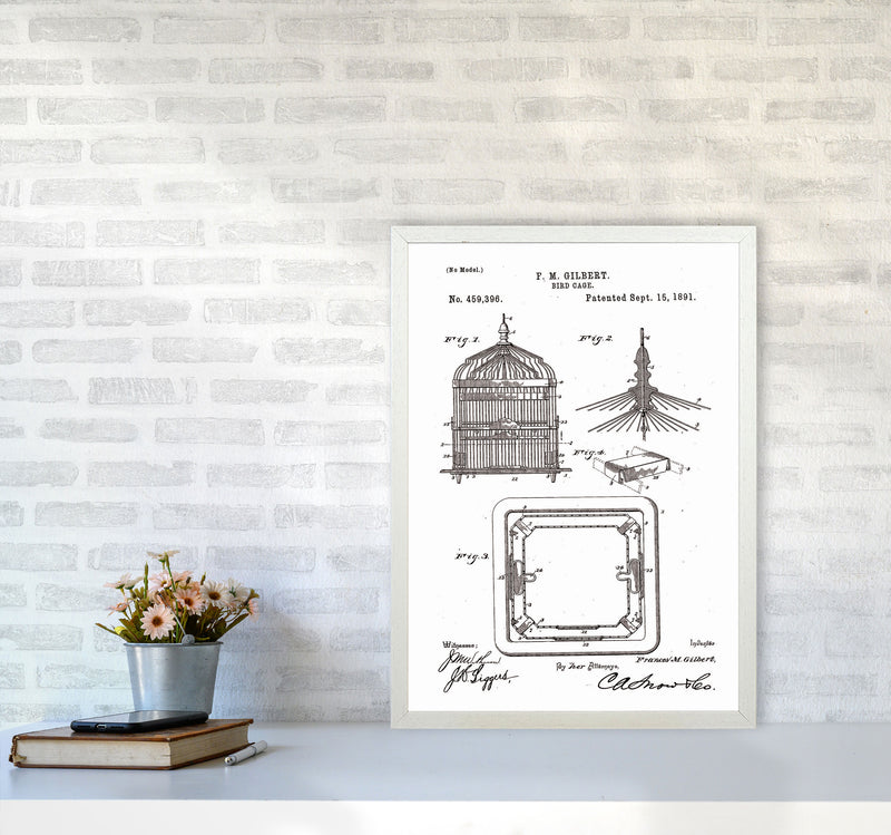 Bird Cage Patent Art Print by Jason Stanley A2 Oak Frame