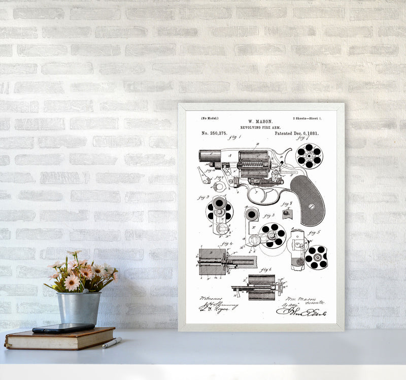 Hand Gun Patent Art Print by Jason Stanley A2 Oak Frame