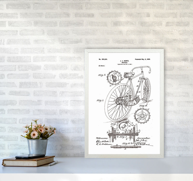 Bicycle Patent Art Print by Jason Stanley A2 Oak Frame