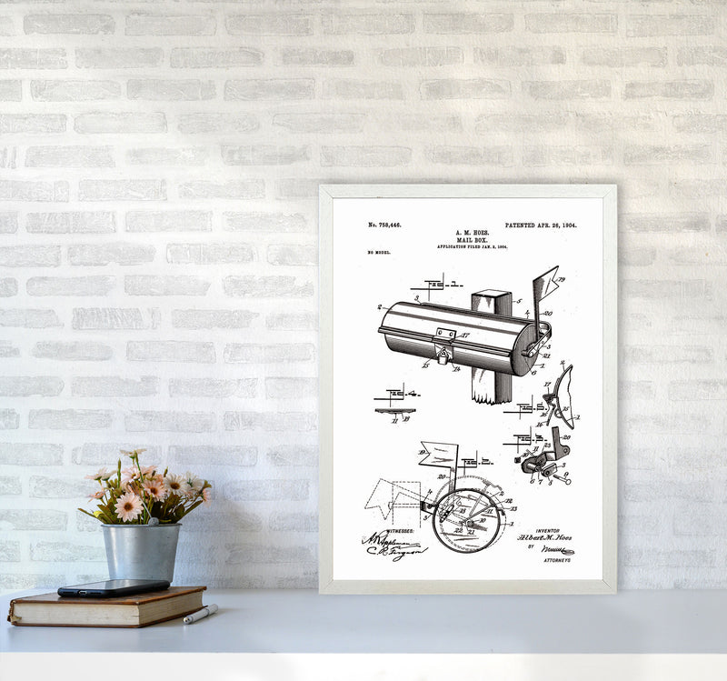 Mailbox Patent Art Print by Jason Stanley A2 Oak Frame