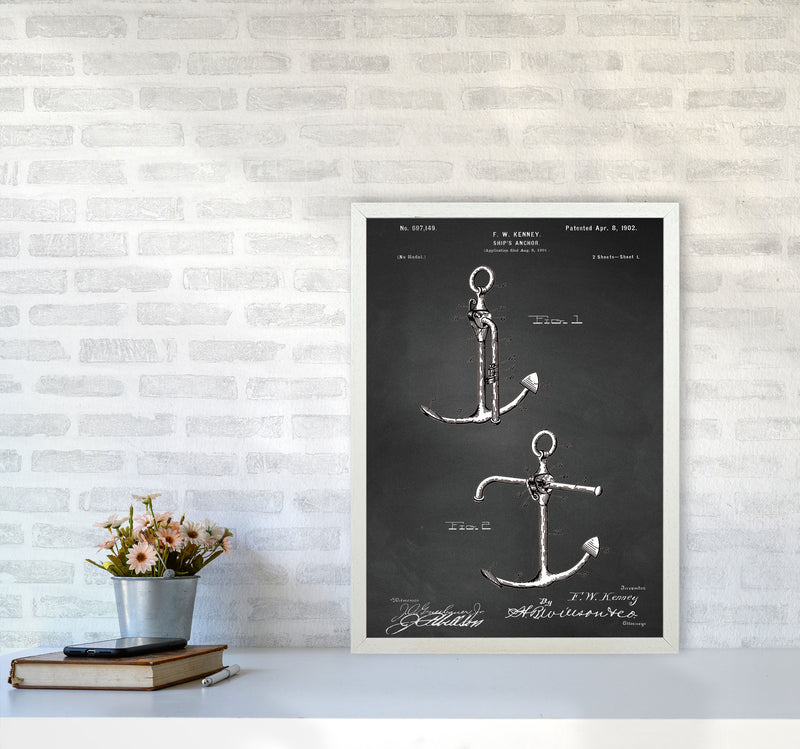 Anchor Patent 1 Art Print by Jason Stanley A2 Oak Frame