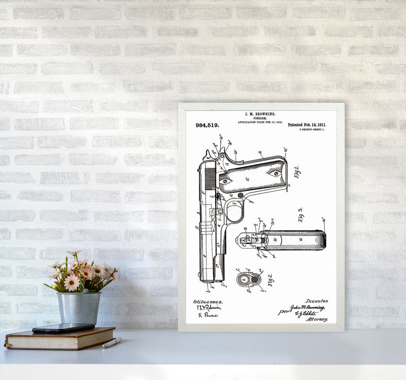 Gun Patent Art Print by Jason Stanley A2 Oak Frame