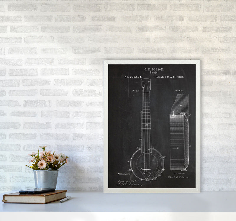 Banjo Patent Art Print by Jason Stanley A2 Oak Frame