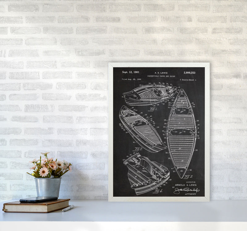 Canoe Patent Art Print by Jason Stanley A2 Oak Frame