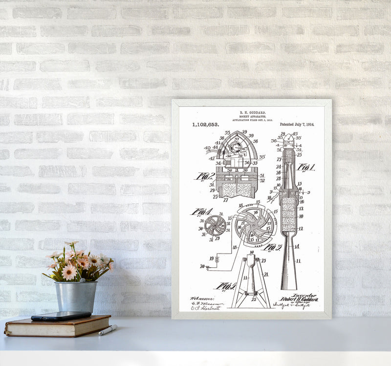 Rocket Patent Art Print by Jason Stanley A2 Oak Frame