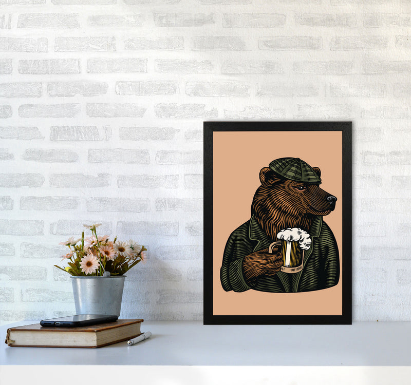 Frosty The Bear With A Frosty Beer Art Print by Jason Stanley A3 White Frame