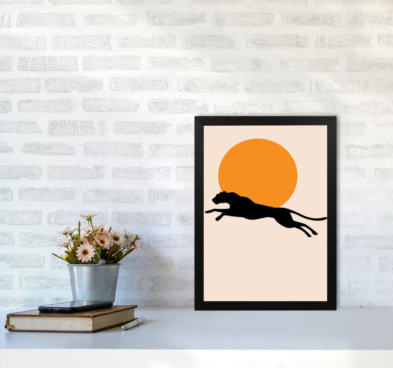 Leaping Leopard Sun Poster Art Print by Jason Stanley A3 White Frame
