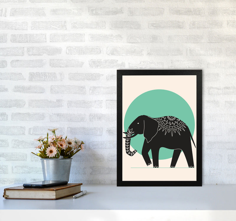 Elephant Green Moonlight Art Print by Jason Stanley A3 White Frame