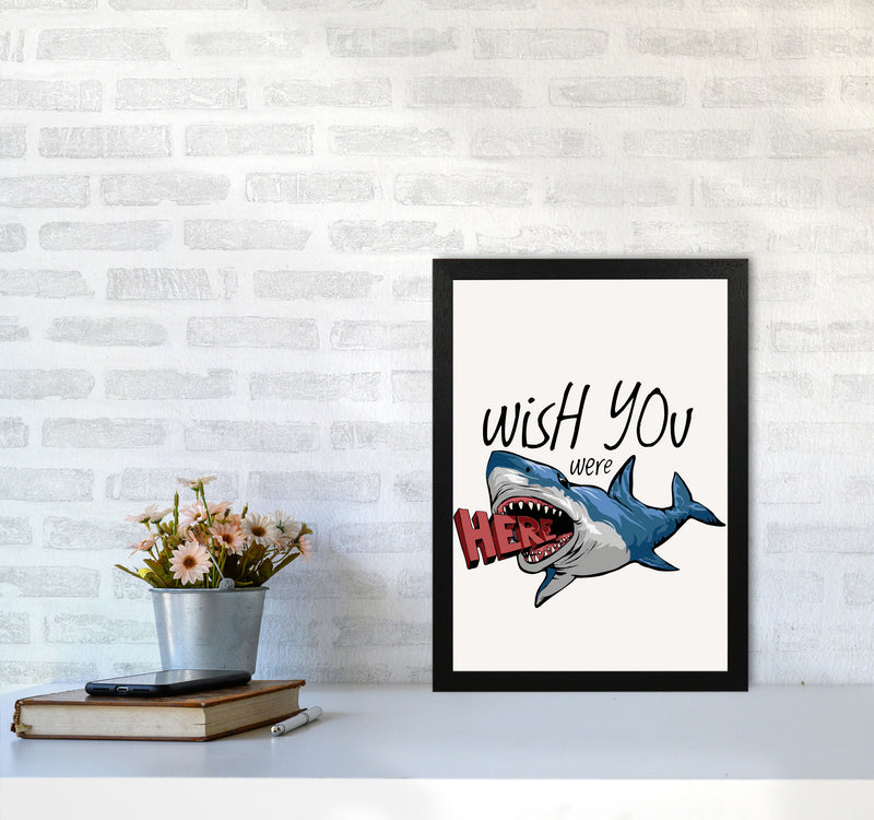 Wish You Were Here Shark Art Print by Jason Stanley A3 White Frame