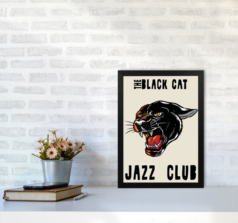 The Black Cat Jazz Club Art Print by Jason Stanley A3 White Frame
