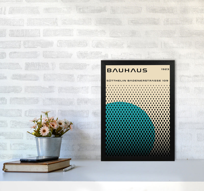 Bauhaus Geometric Teal Art Print by Jason Stanley A3 White Frame