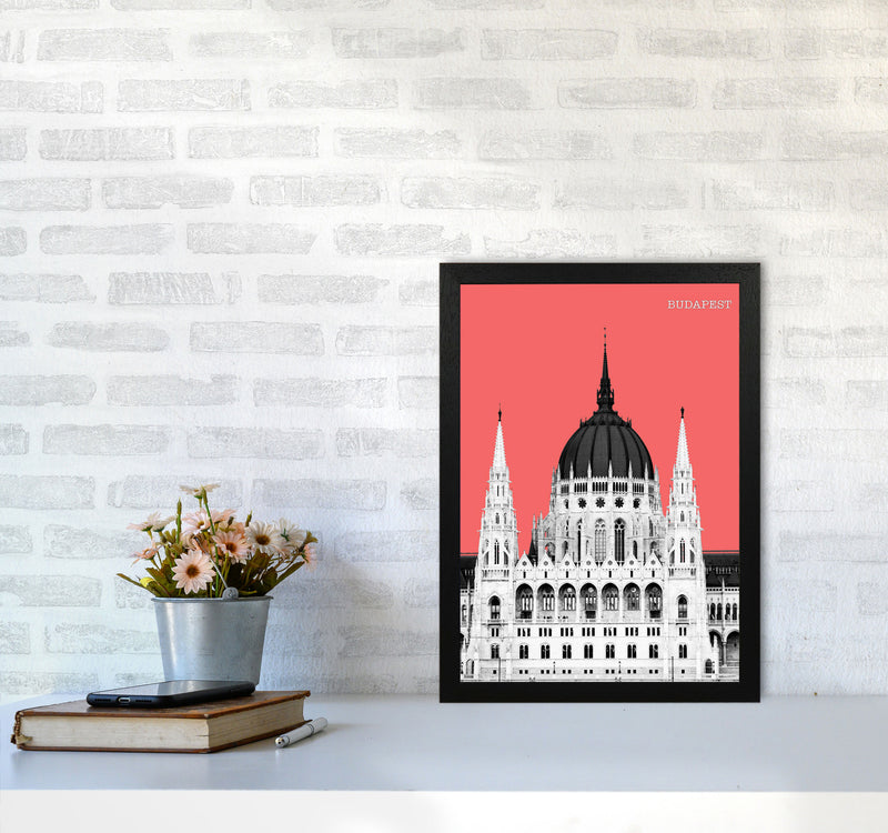 Halftone Budapest Red Art Print by Jason Stanley A3 White Frame