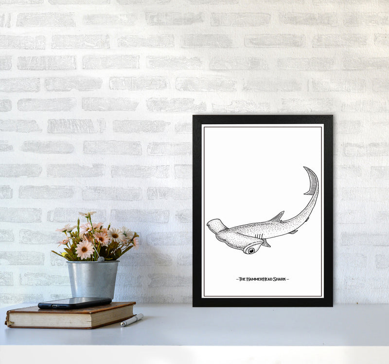 The Hammerhead Shark Art Print by Jason Stanley A3 White Frame