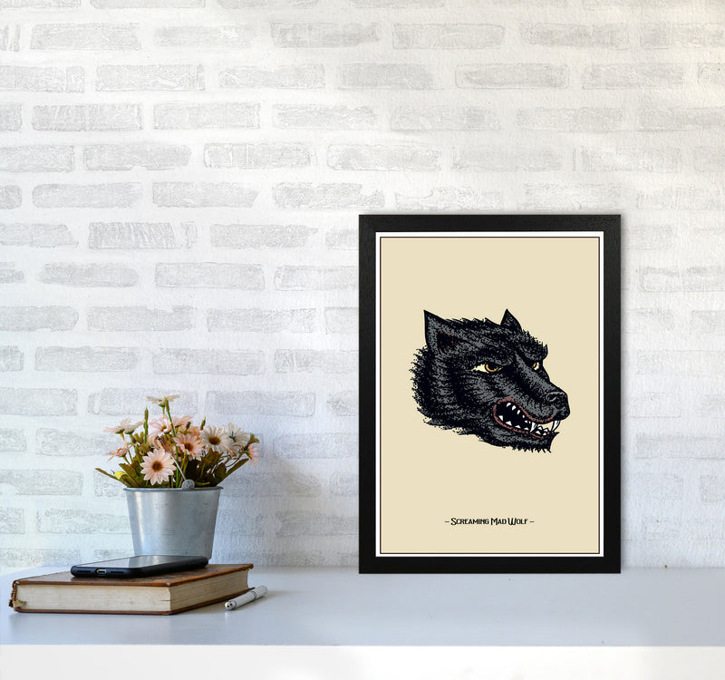 Screaming Mad Wolf Art Print by Jason Stanley A3 White Frame