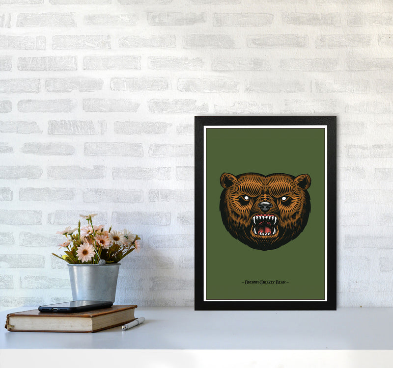 Brown Grizzly Bear Art Print by Jason Stanley A3 White Frame