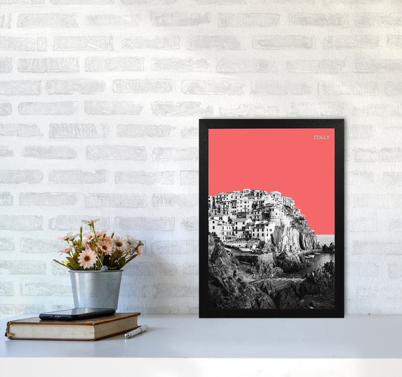 Halftone Italy Red Art Print by Jason Stanley A3 White Frame