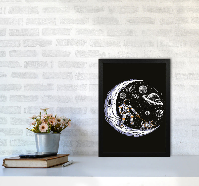 Doggie Moon Walks Art Print by Jason Stanley A3 White Frame