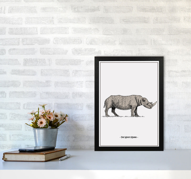 The White Rhino Art Print by Jason Stanley A3 White Frame
