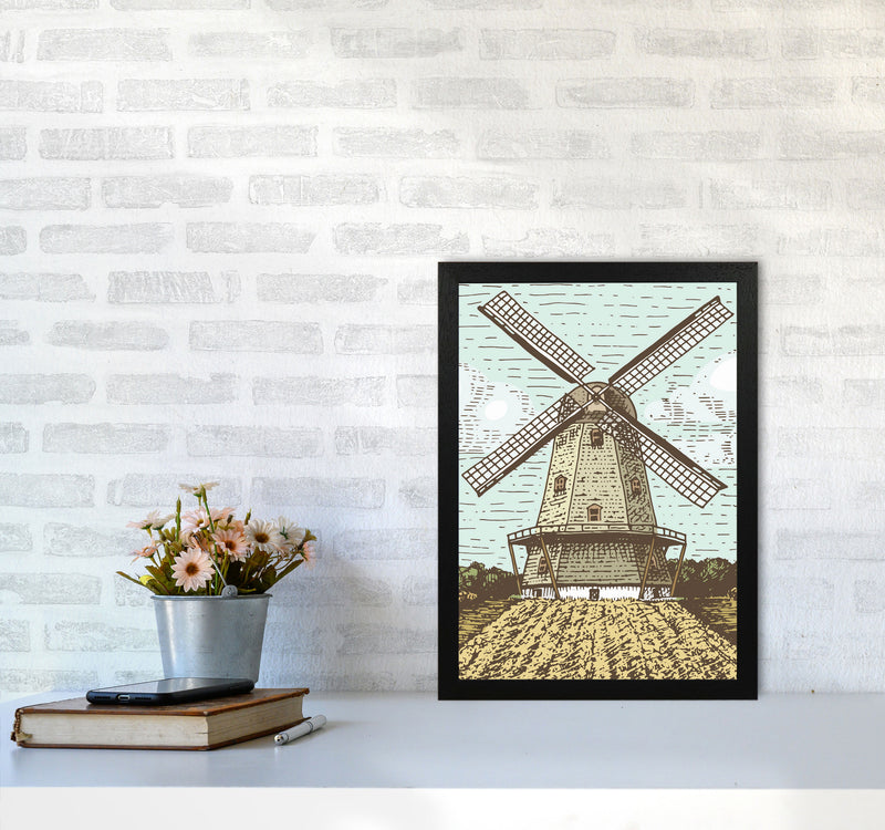 Vintage Windmill Art Print by Jason Stanley A3 White Frame