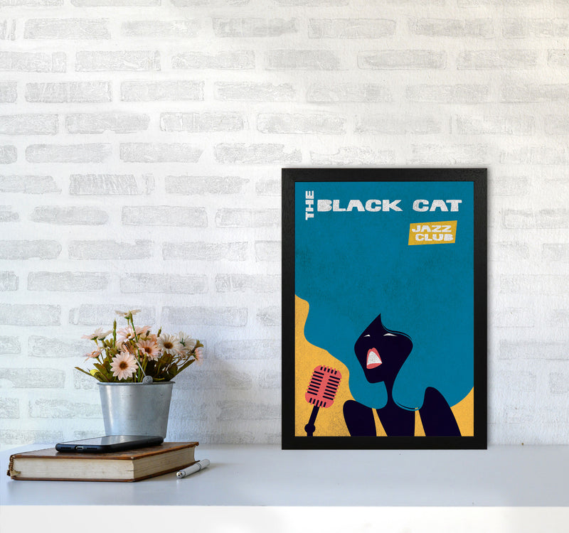 Black Cat Jazz Art Print by Jason Stanley A3 White Frame