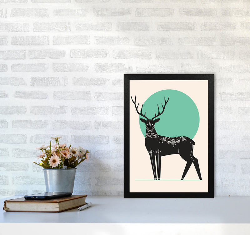 Moonlight Deer Art Print by Jason Stanley A3 White Frame