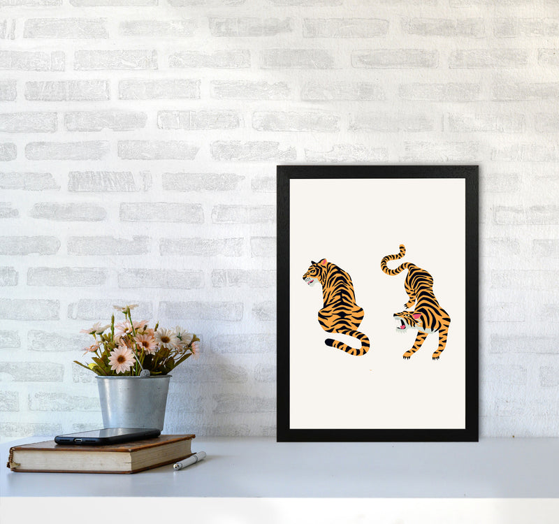 The Two Tigers Art Print by Jason Stanley A3 White Frame