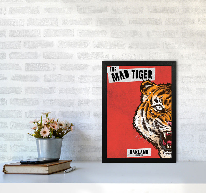 The Mad Tiger Art Print by Jason Stanley A3 White Frame