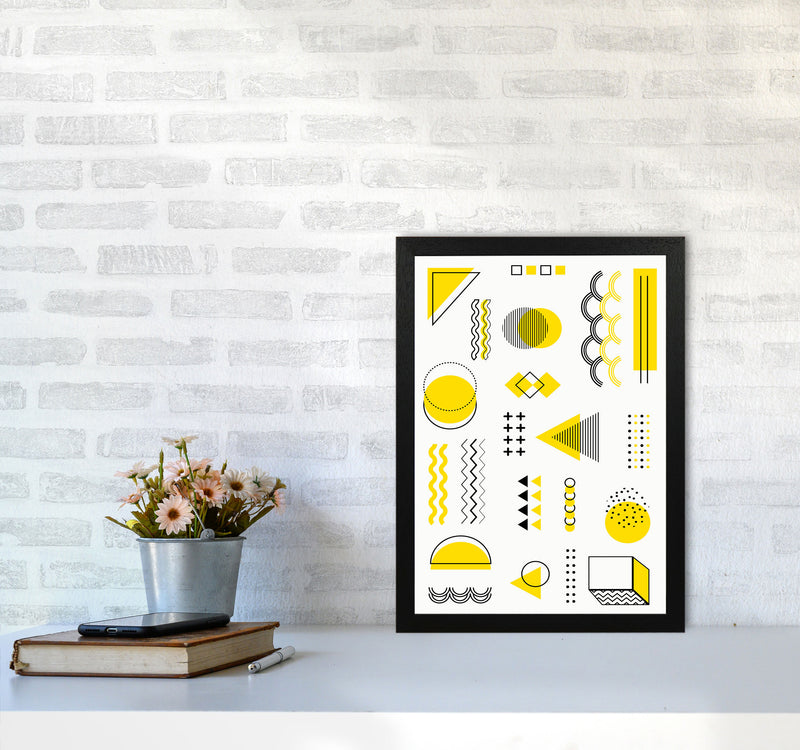 Yellow Shapes Art Print by Jason Stanley A3 White Frame