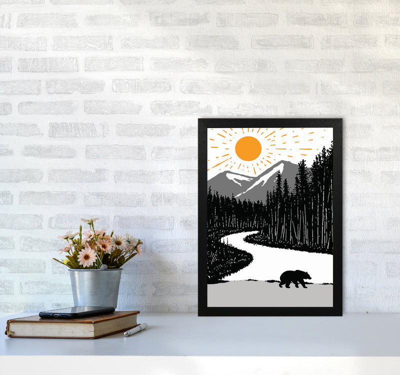 Bear By The River Art Print by Jason Stanley A3 White Frame