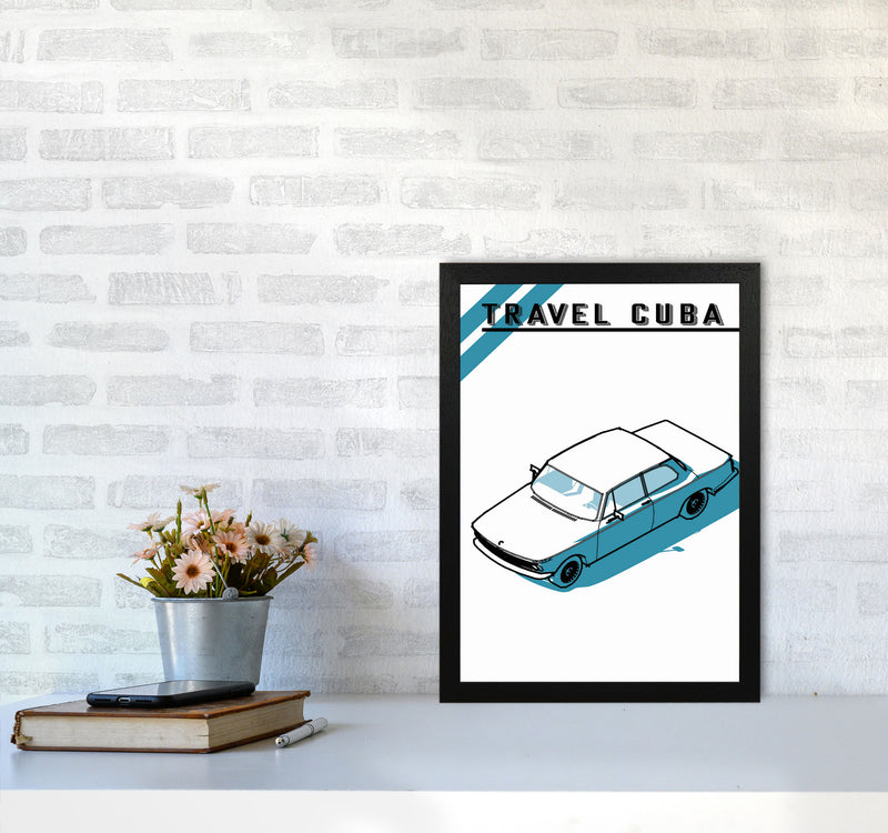 Travel Cuba Blue Car Art Print by Jason Stanley A3 White Frame