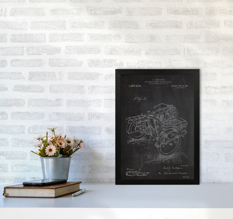 Motorcycle With Side Cart Patent Art Print by Jason Stanley A3 White Frame