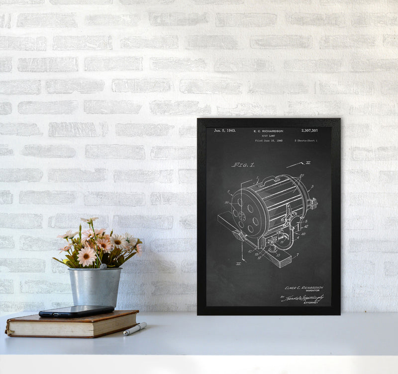 Cinema Spot Light Patent-Chalkboard Art Print by Jason Stanley A3 White Frame