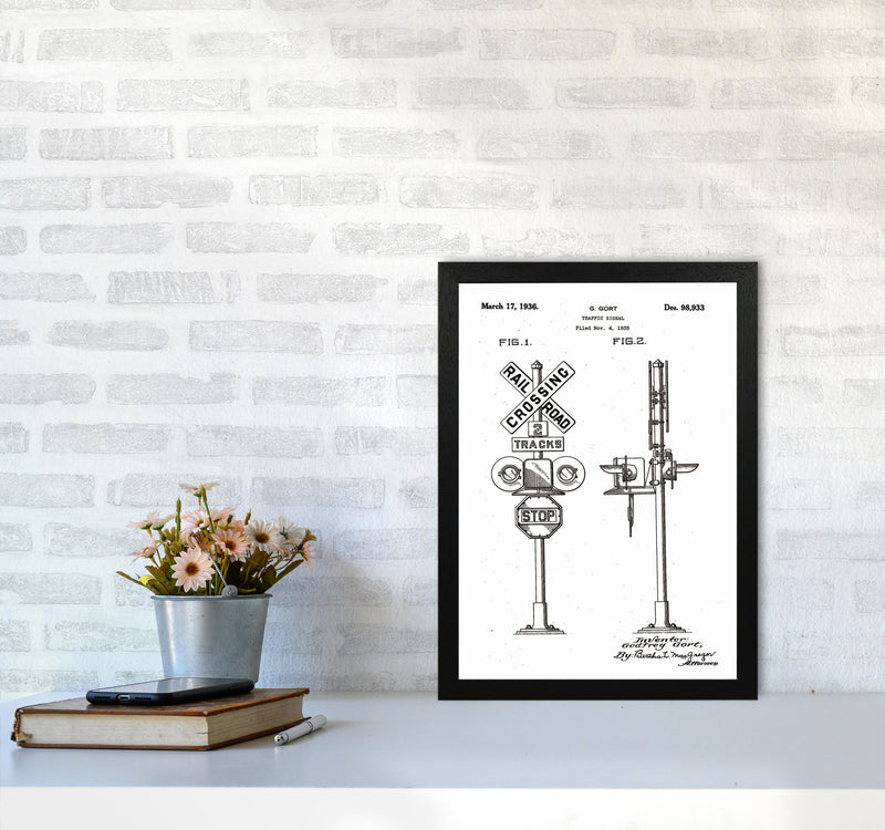 Rail Road Crossing Sign Patent Art Print by Jason Stanley A3 White Frame