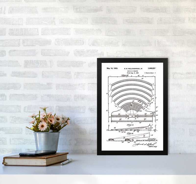 Drive In Theatre Patent Art Print by Jason Stanley A3 White Frame