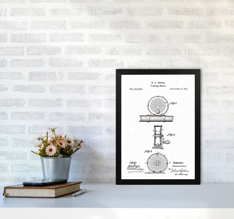 Fly Fishing Reel Patent Art Print by Jason Stanley A3 White Frame