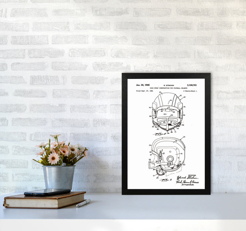 Football Helmet Patent 2 Art Print by Jason Stanley A3 White Frame