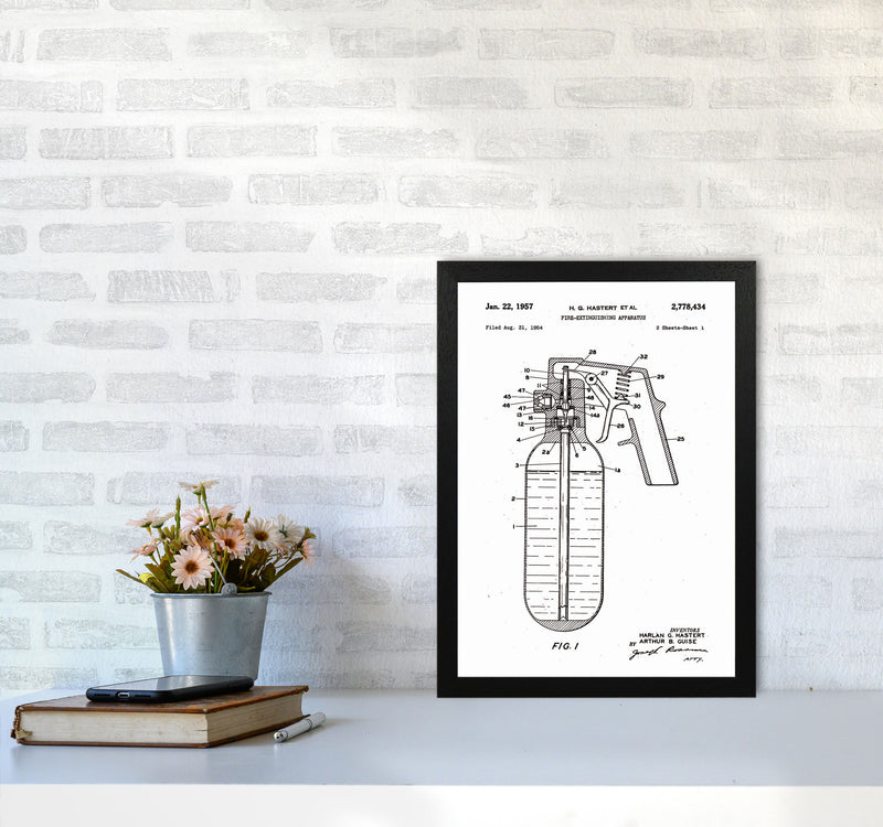 Fire Extinguisher Patent Art Print by Jason Stanley A3 White Frame