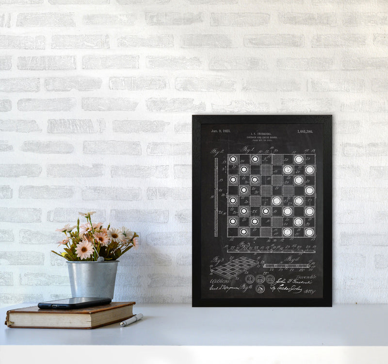 Chess And Checkers Patent Art Print by Jason Stanley A3 White Frame